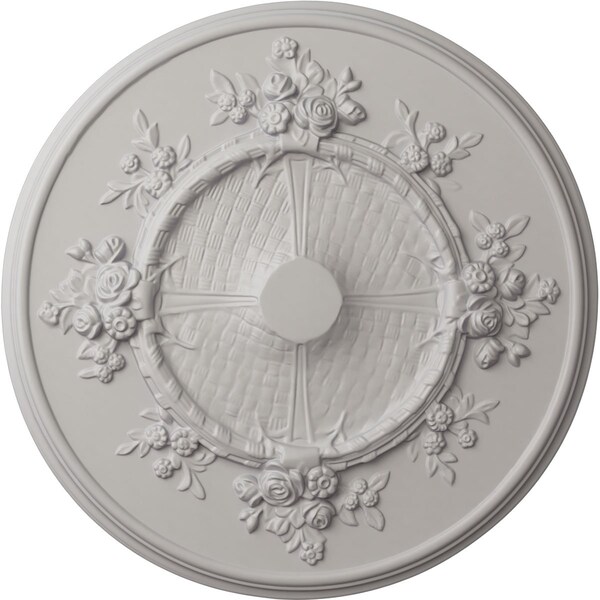 Ekena Millwork Flower Ceiling Medallion (Fits Canopies up to 3 7/8"), Hnd-Painted Ultra Pure White, 27"OD x 1 1/8"P CM27FLUWF - main